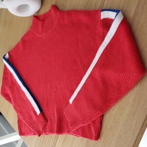 H&M Divided Women's Long Sleeve Crop Top Red/ White/ Blue.